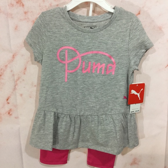 NWT PUMA Girls 2 Piece Legging and Tshirt Set Sz 5 - Picture 1 of 7